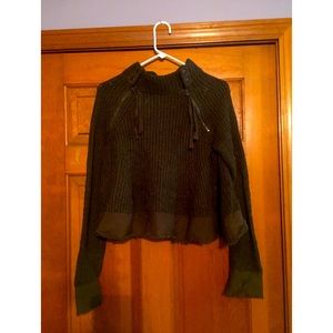 Free People Green Cropped Sweater